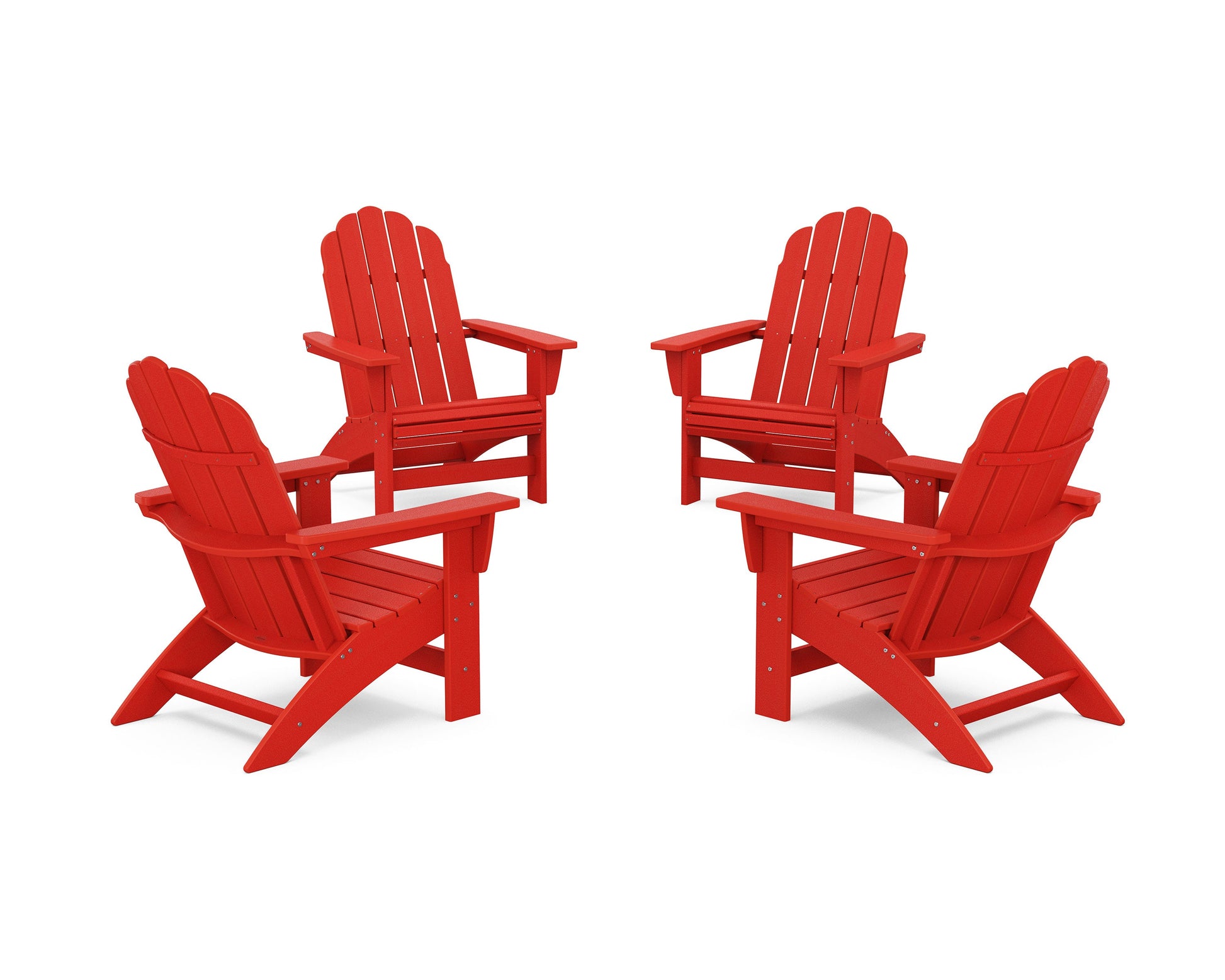 POLYWOOD 4-Piece Vineyard Grand Adirondack Chair Conversation Set — Sunset Red