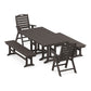 POLYWOOD Nautical Highback 5-Piece Farmhouse Dining Set with Benches — Vintage Coffee