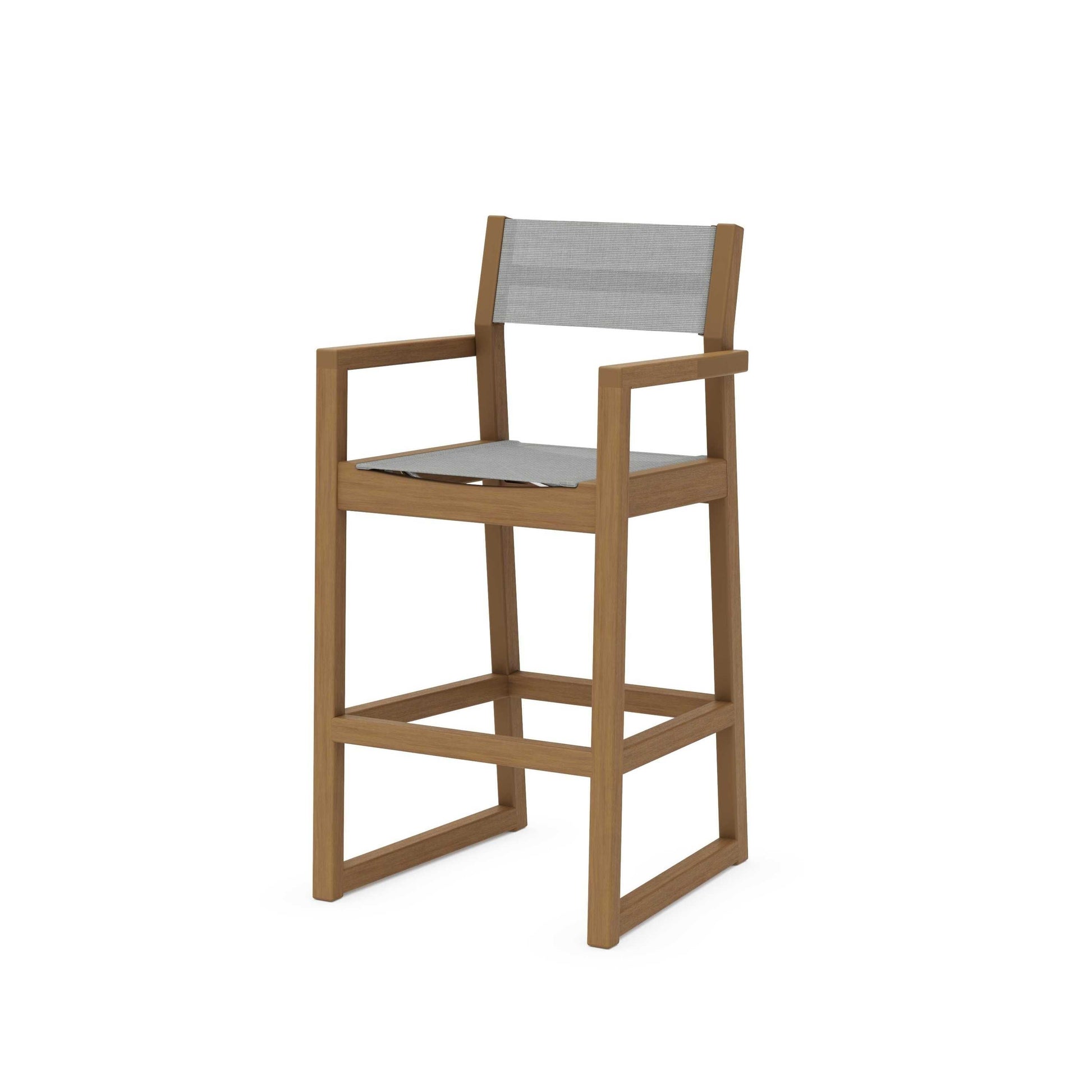 POLYWOOD EDGE Sling Bar Arm Chair — Natural / Metallic Sling