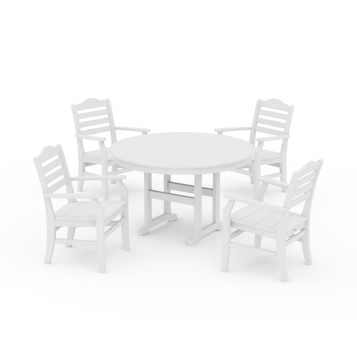 POLYWOOD Savannah 5-Piece Round Farmhouse Dining Set — White