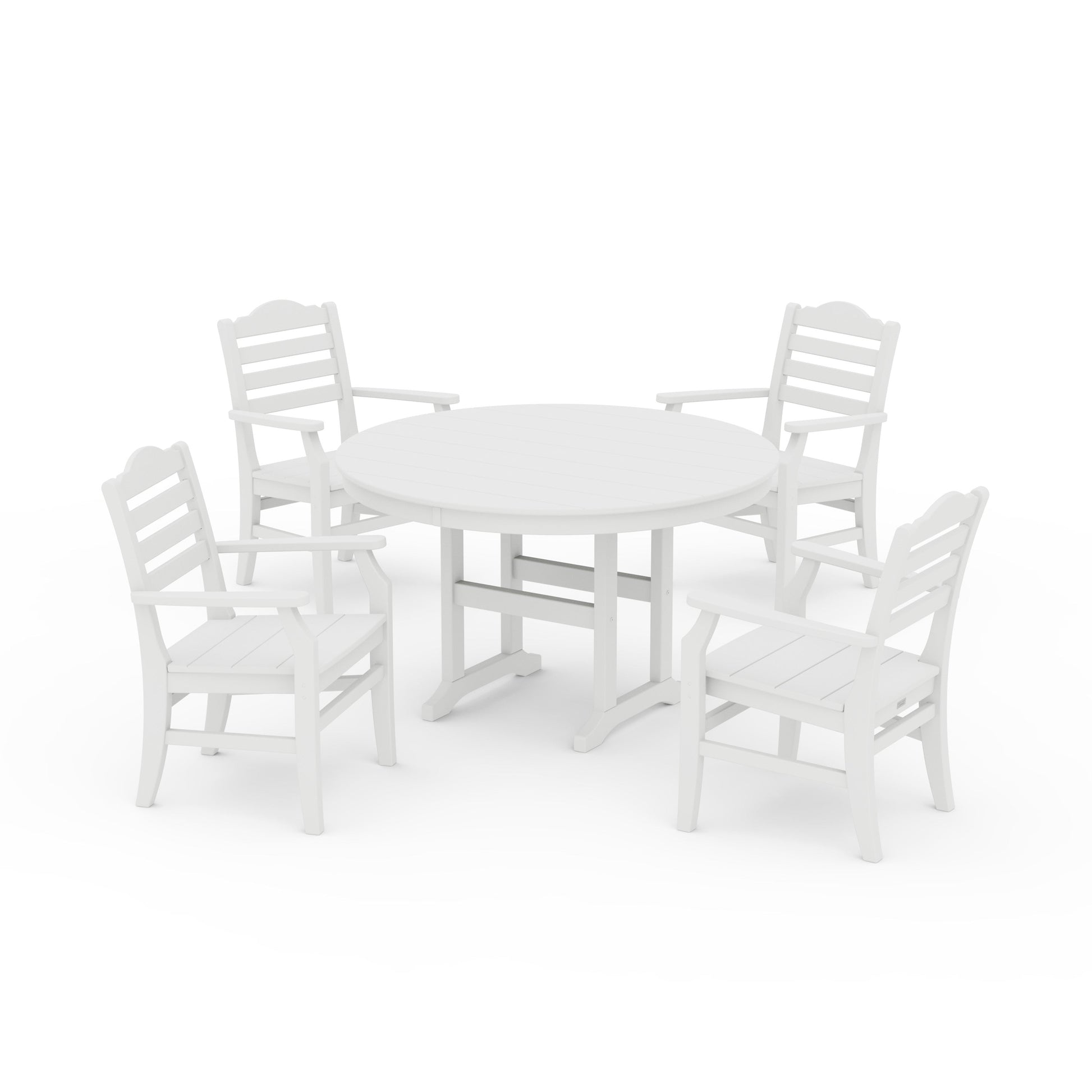 POLYWOOD Savannah 5-Piece Round Farmhouse Dining Set — White
