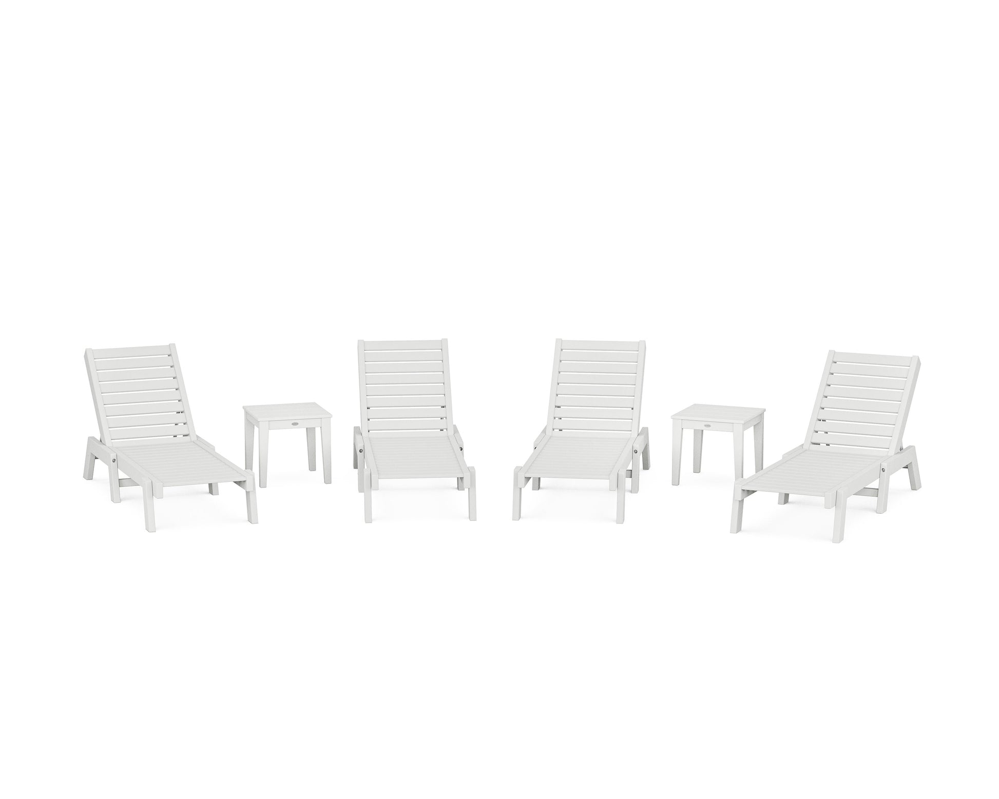 POLYWOOD Captain Chaise 6-Piece Set — White