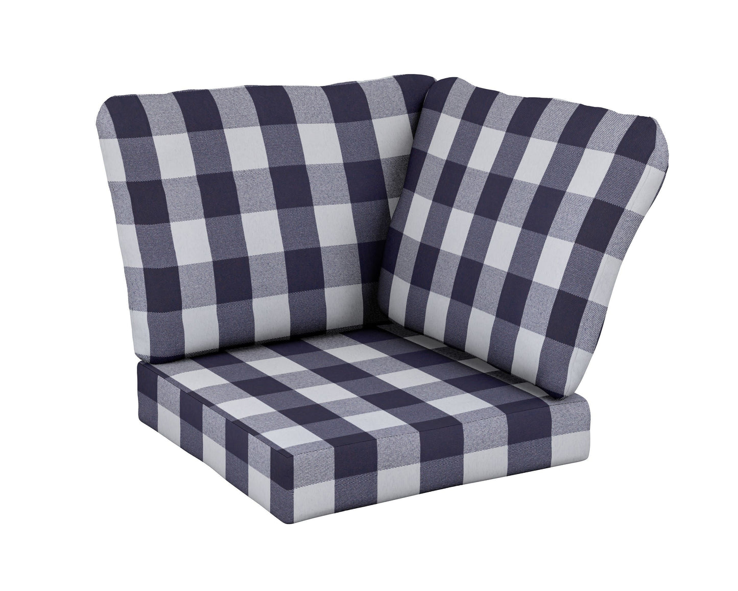 POLYWOOD Baffle Modular Corner Cushion — Buffalo Plaid Navy