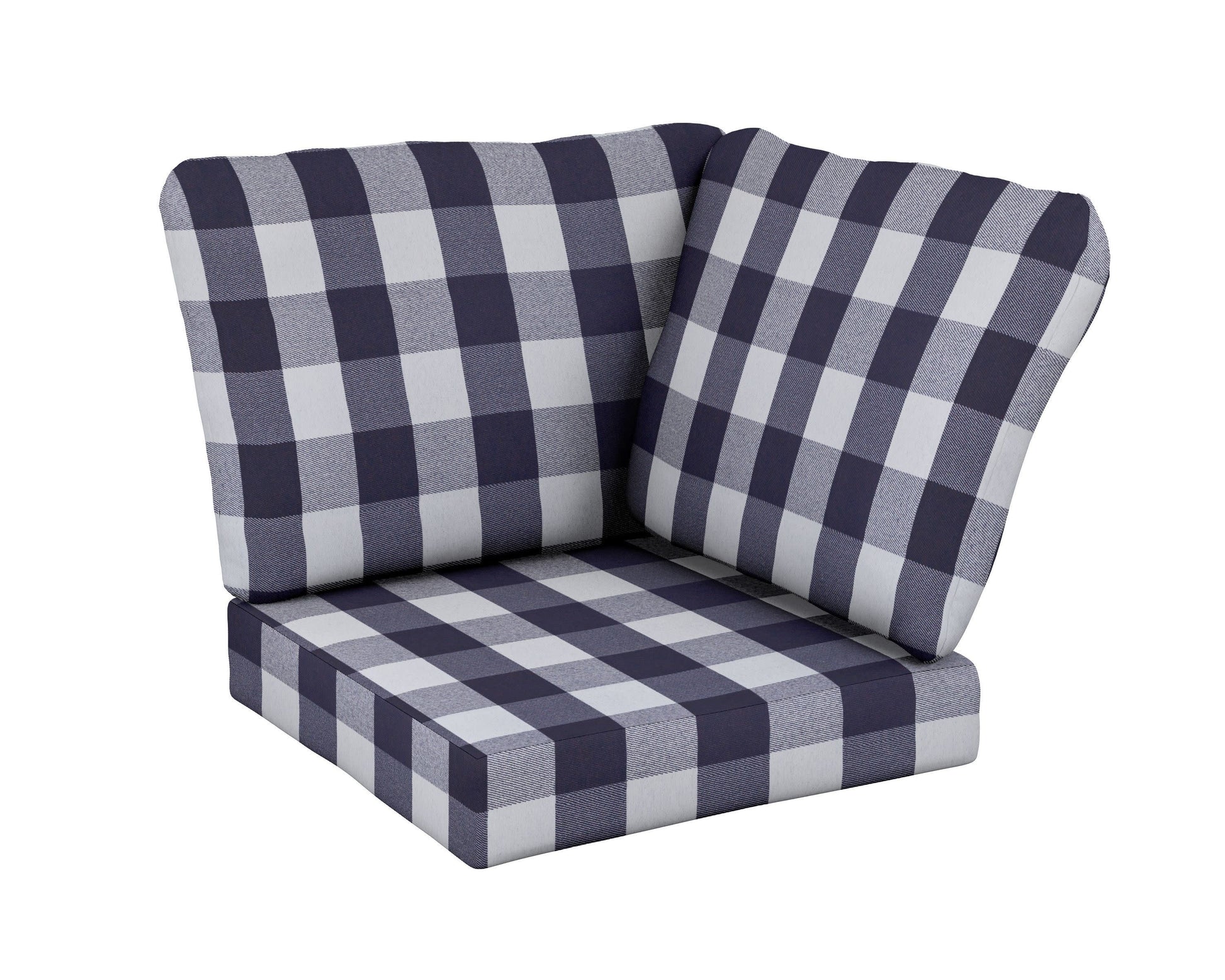 POLYWOOD Baffle Modular Corner Cushion — Buffalo Plaid Navy