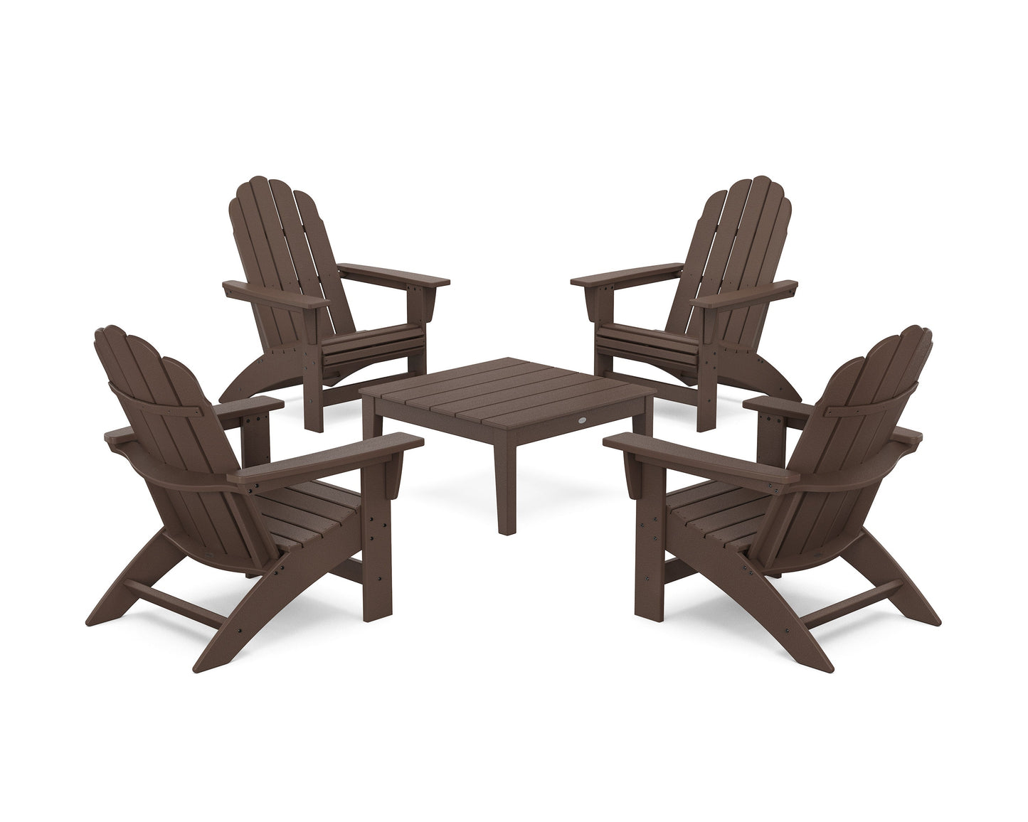 POLYWOOD 5-Piece Vineyard Grand Adirondack Chair Conversation Group — Mahogany