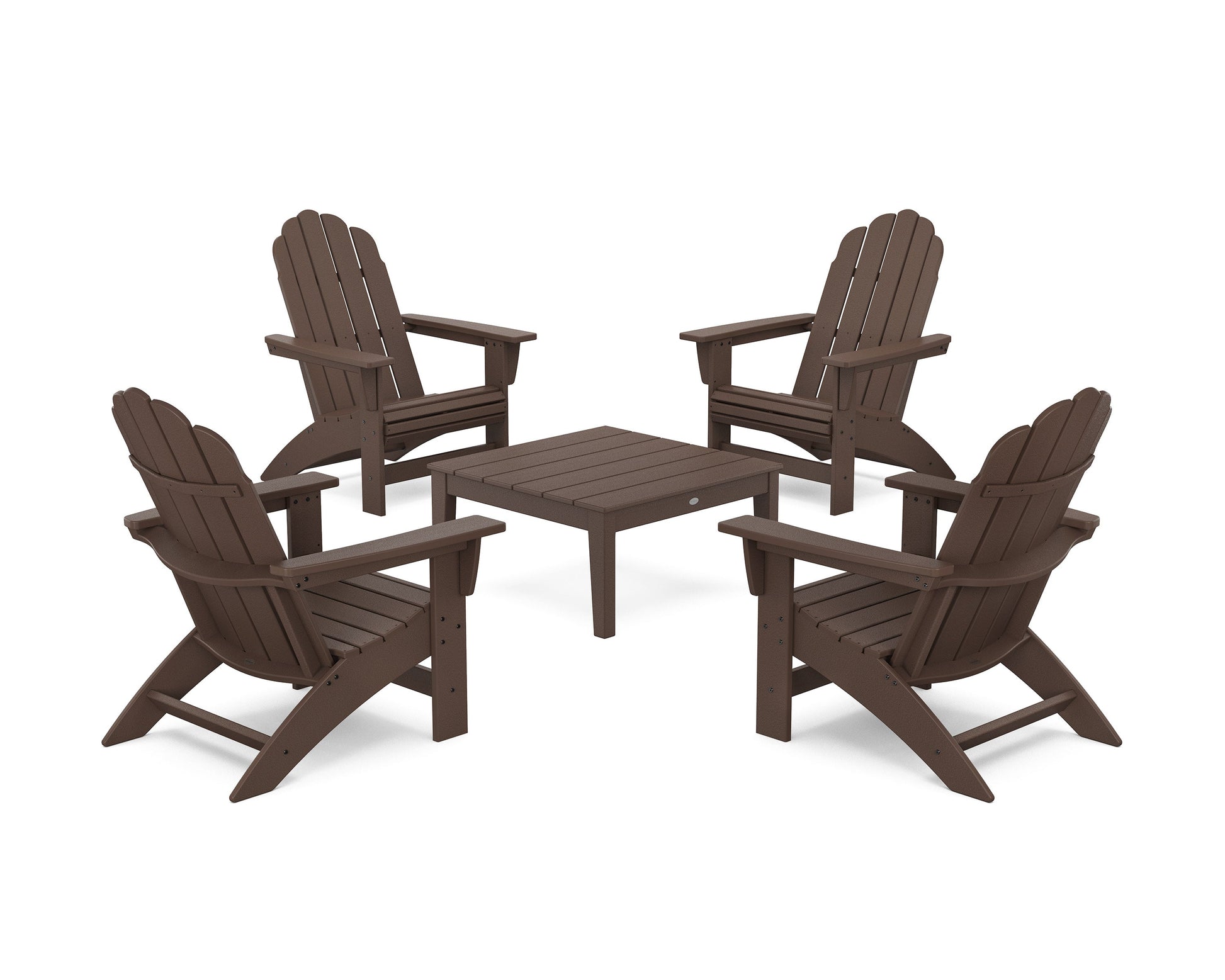 POLYWOOD 5-Piece Vineyard Grand Adirondack Chair Conversation Group — Mahogany