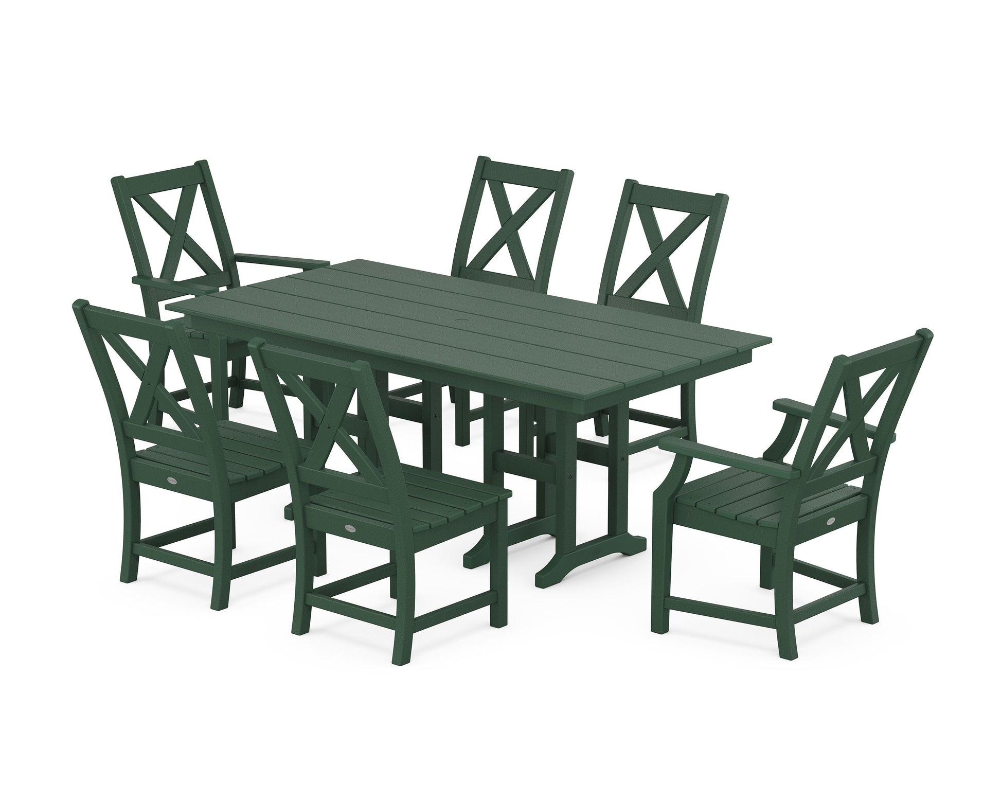 POLYWOOD Braxton 7-Piece Farmhouse Dining Set — Green