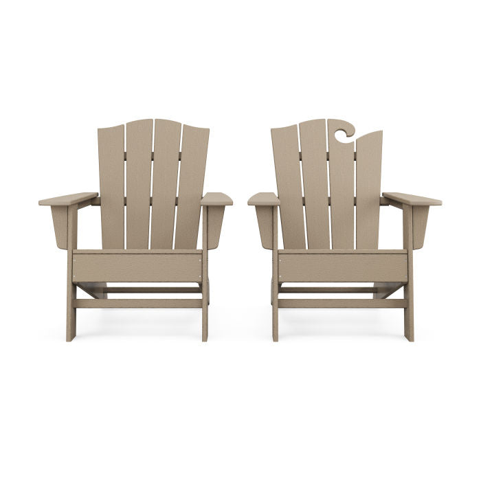 POLYWOOD Wave 2-Piece Adirondack Chair Set with The Crest Chair in Vintage Finish FREE SHIPPING