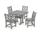POLYWOOD Chippendale 5-Piece Farmhouse Trestle Side Chair Dining Set — Slate Grey