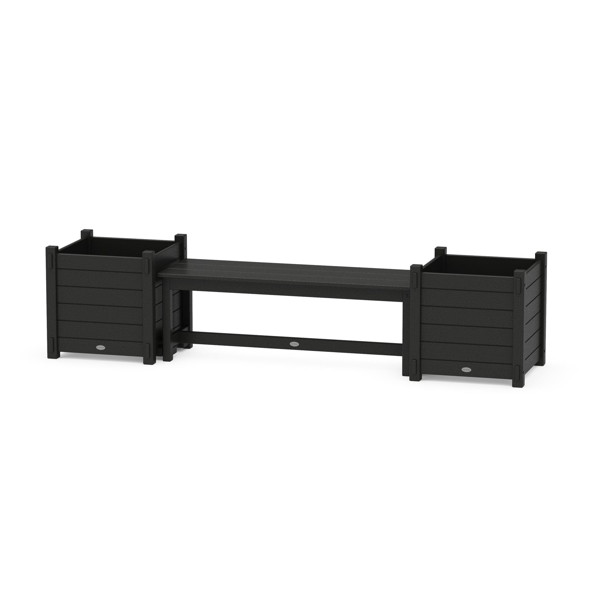 POLYWOOD 48" Nautical Straight Planter Bench Set - Large — Black