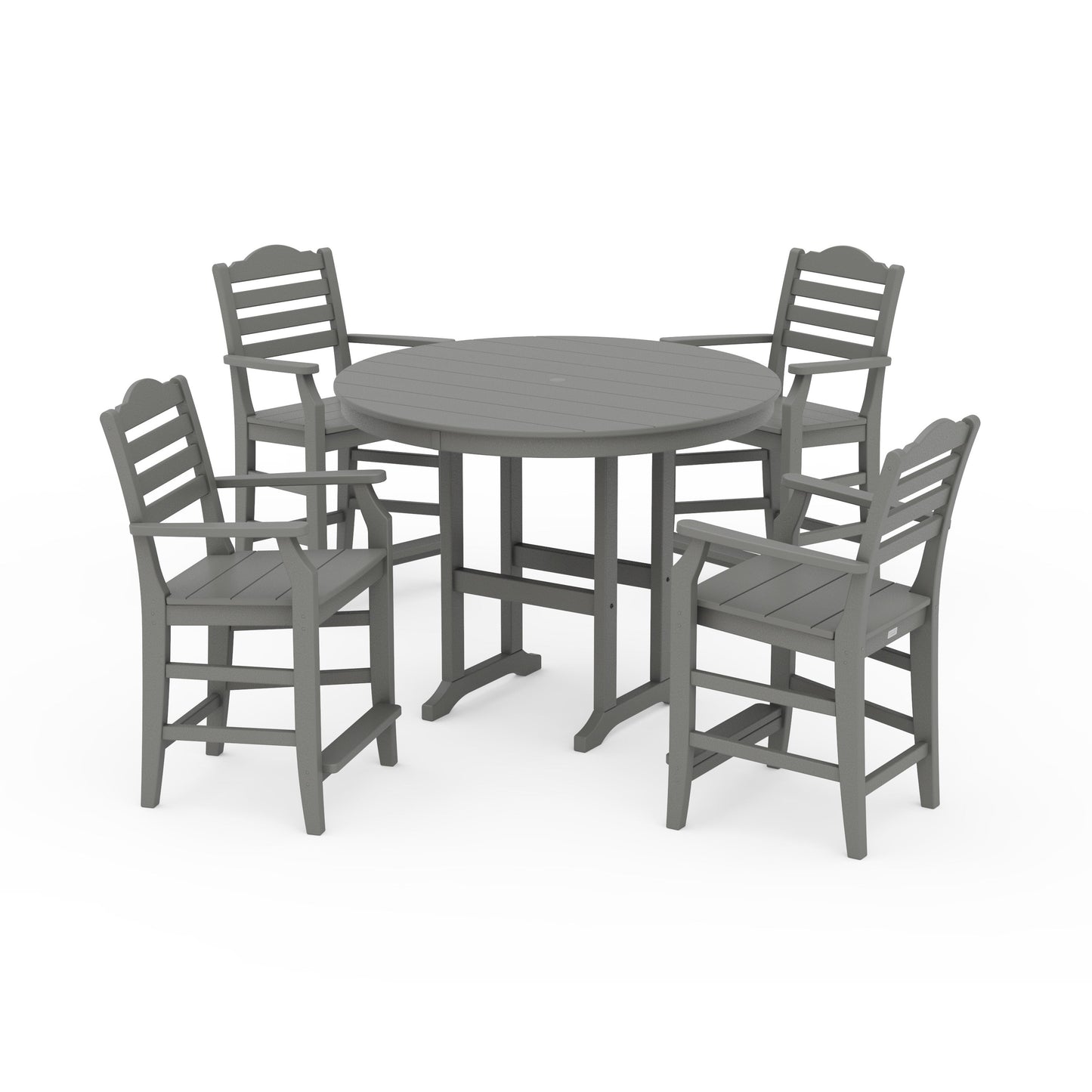 POLYWOOD Savannah 5-Piece Round Farmhouse Counter Set — Slate Grey