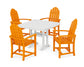 POLYWOOD Classic Adirondack 5-Piece Farmhouse Dining Set With Trestle Legs — Tangerine / White