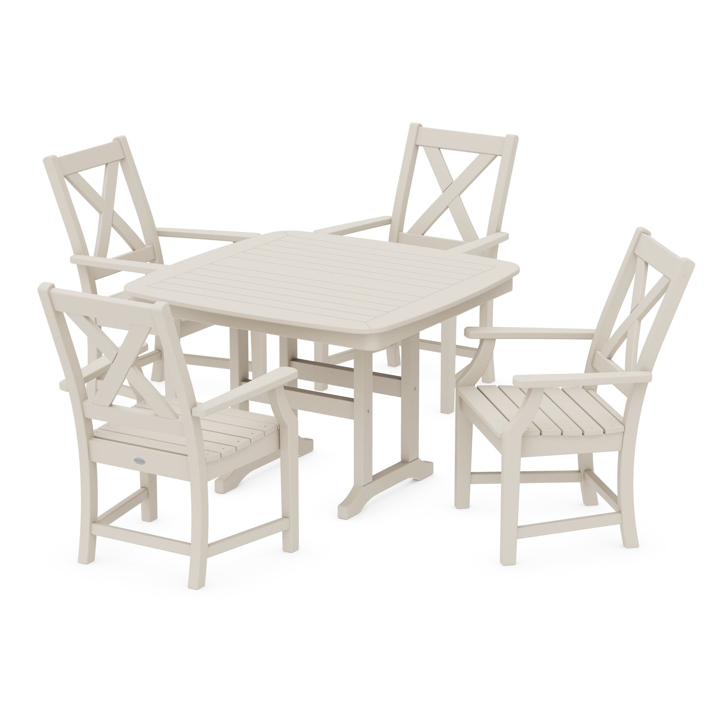 POLYWOOD Braxton 5-Piece Dining Set with Trestle Legs — Sand