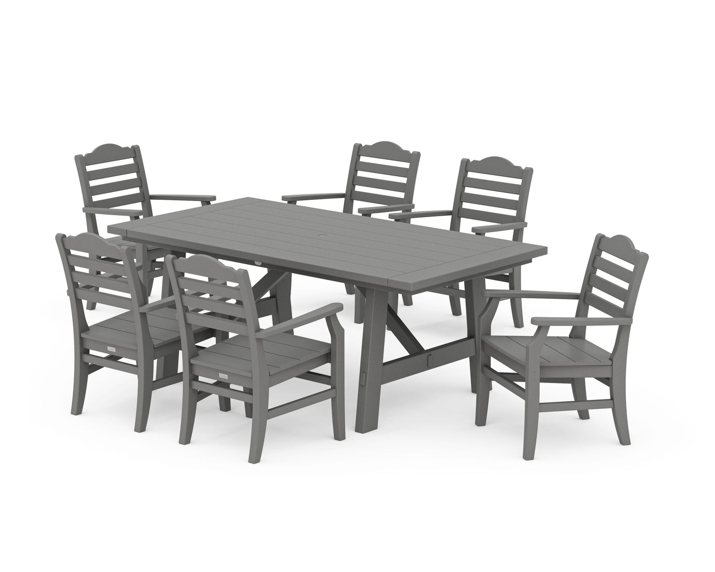 POLYWOOD Savannah Arm Chair 7-Piece Rustic Farmhouse Dining Set — Slate Grey
