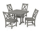 POLYWOOD Braxton Side Chair 5-Piece Dining Set with Trestle Legs — Slate Grey