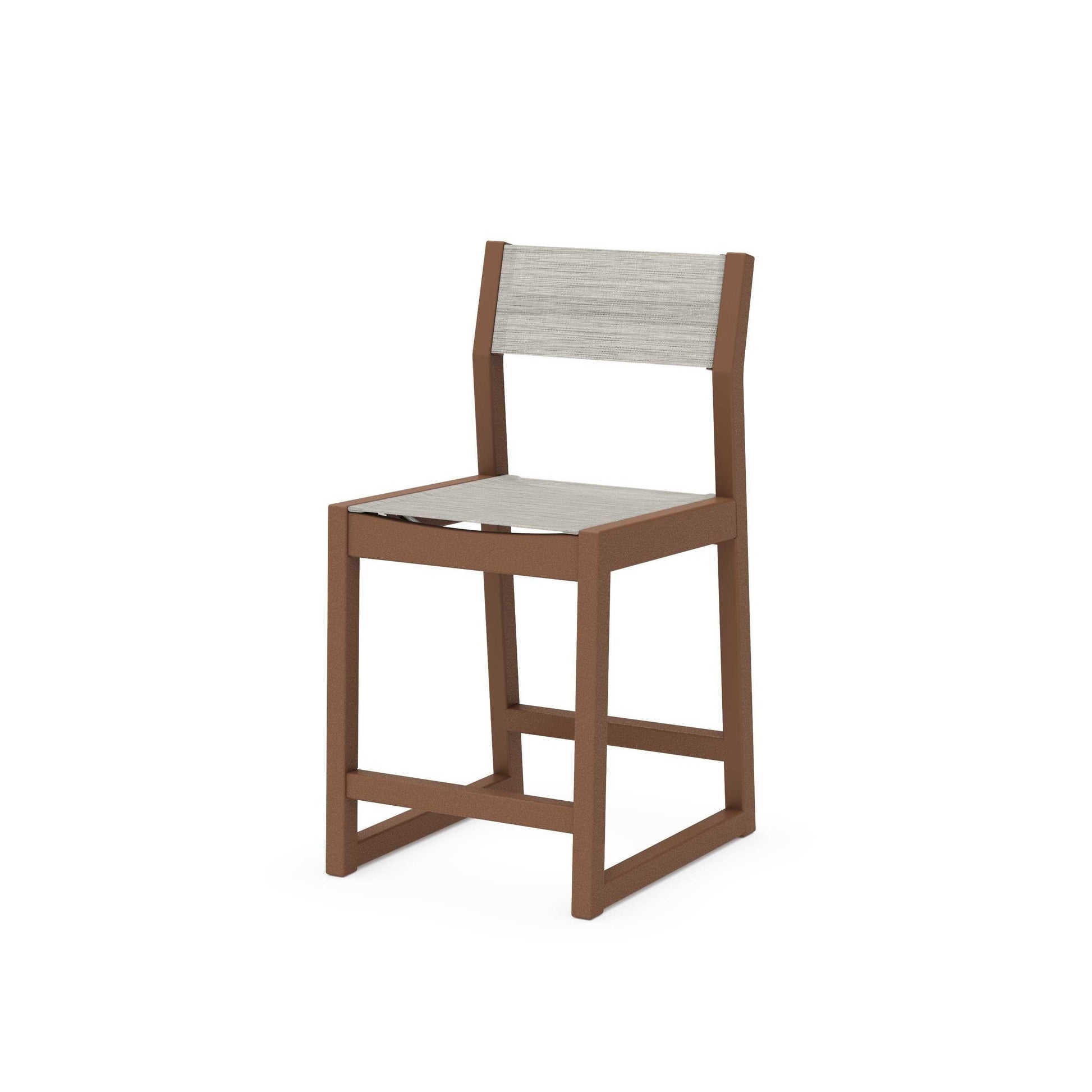 POLYWOOD EDGE Sling Counter Side Chair — Teak / Birch Sling