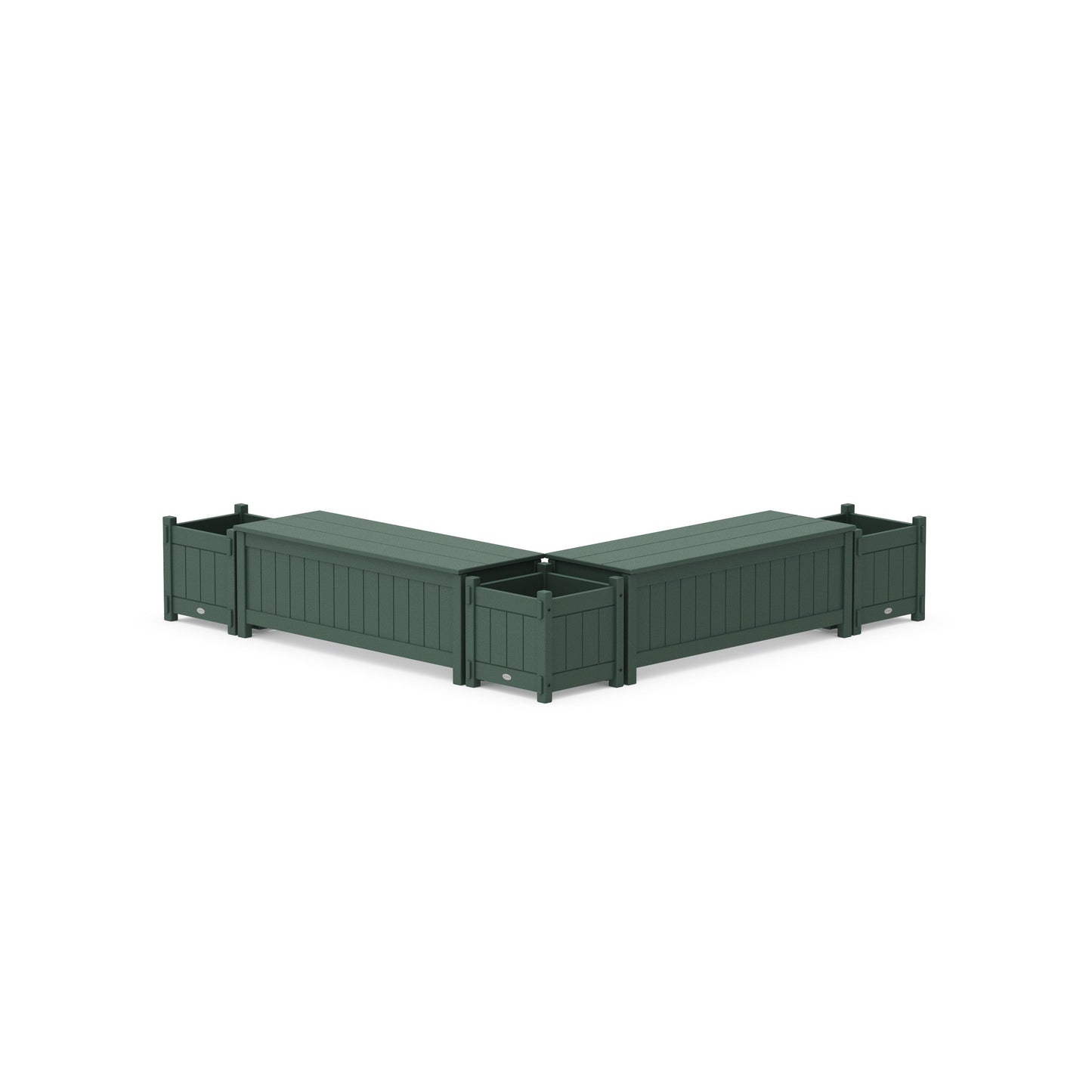 POLYWOOD 48" Vineyard L- Shaped Planter Storage Bench Corner Set — Green