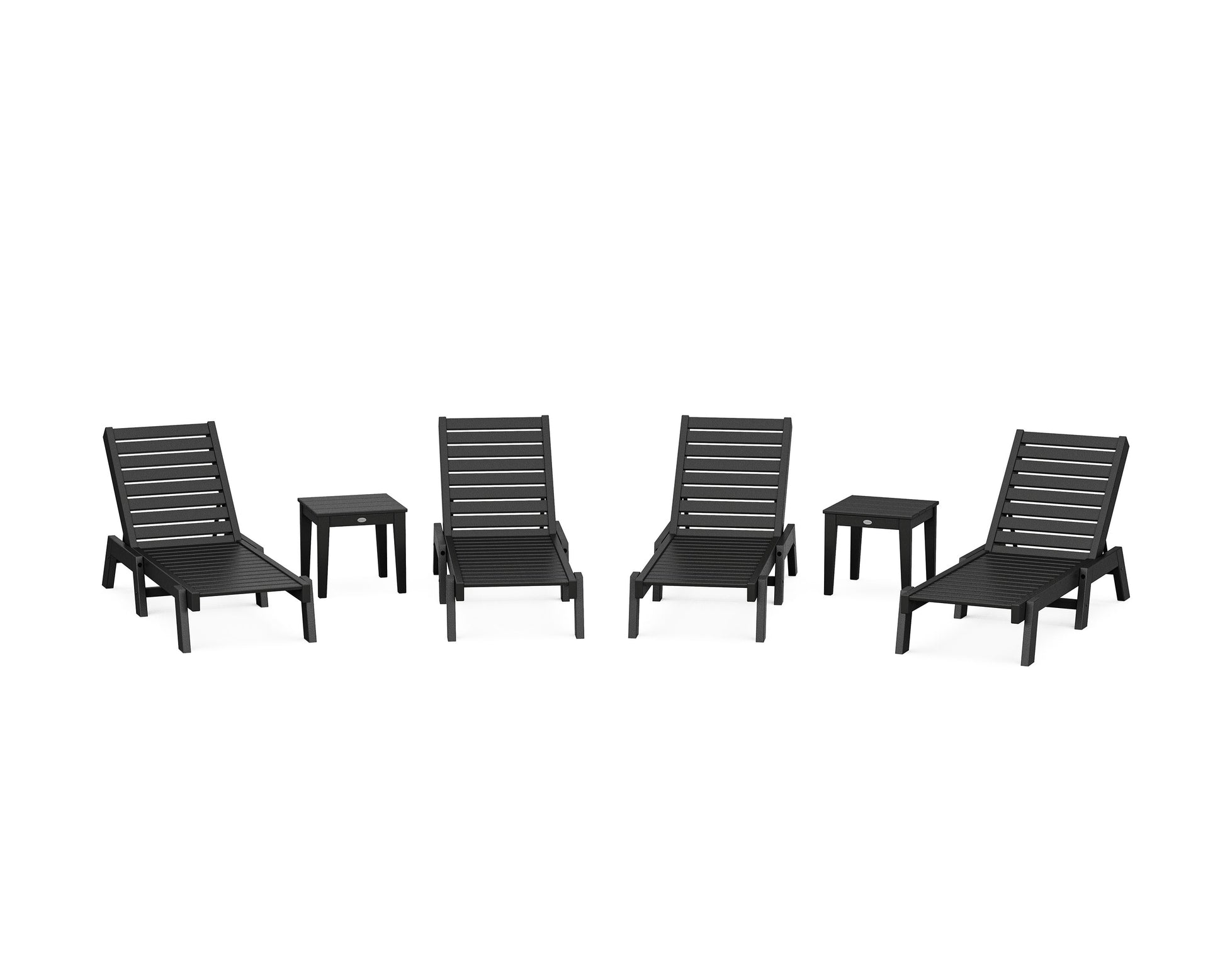 POLYWOOD Captain Chaise 6-Piece Set — Black
