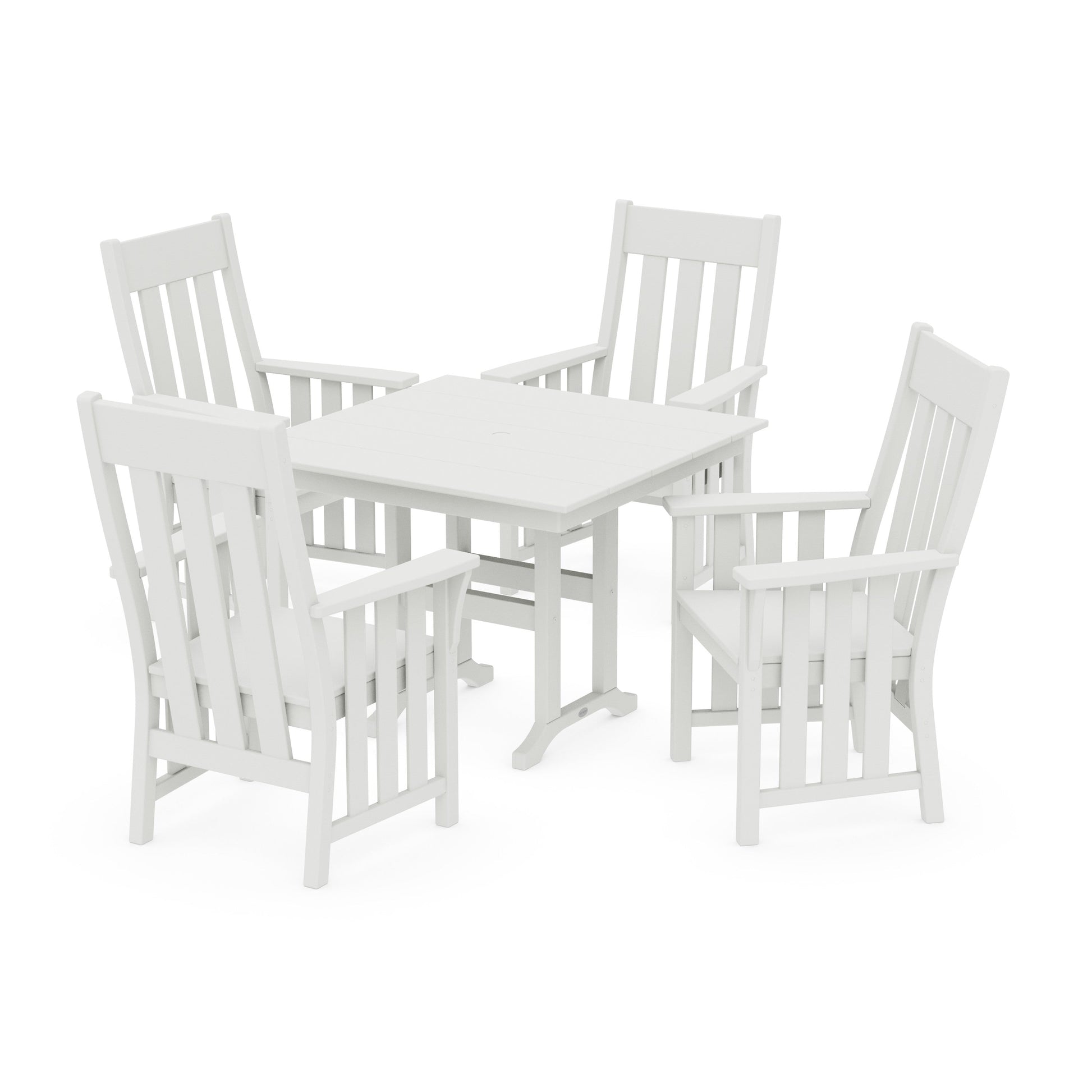 POLYWOOD Acadia 5-Piece Farmhouse Dining Set — Vintage White