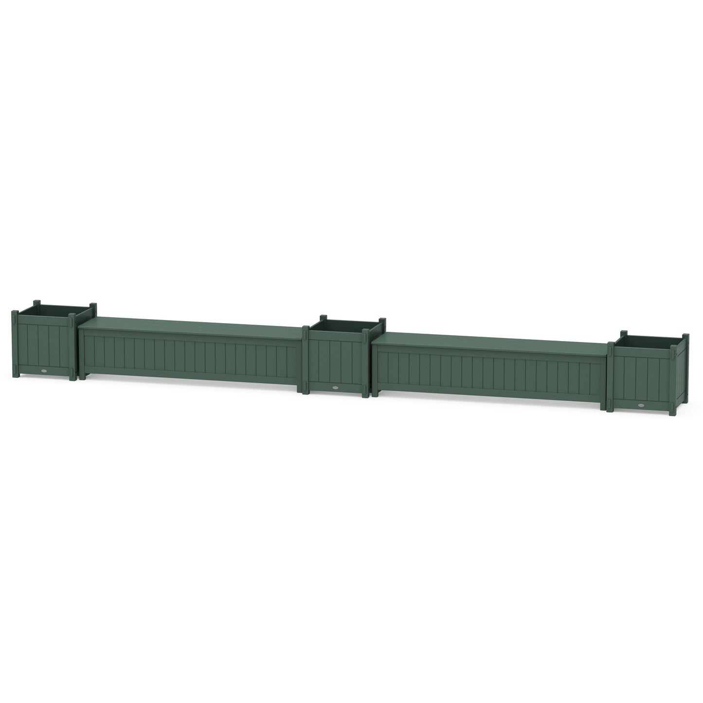 POLYWOOD 72" Vineyard Straight Double Planter Storage Bench Set- Large — Green