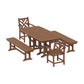 POLYWOOD Chippendale 5-Piece Dining Set with Benches — Teak