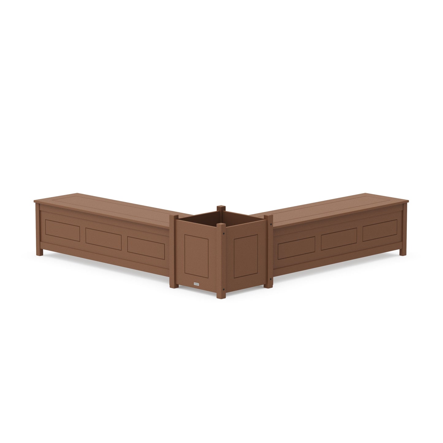 POLYWOOD 60" Country Living L- Shaped Planter Storage Bench Set- Large — Teak
