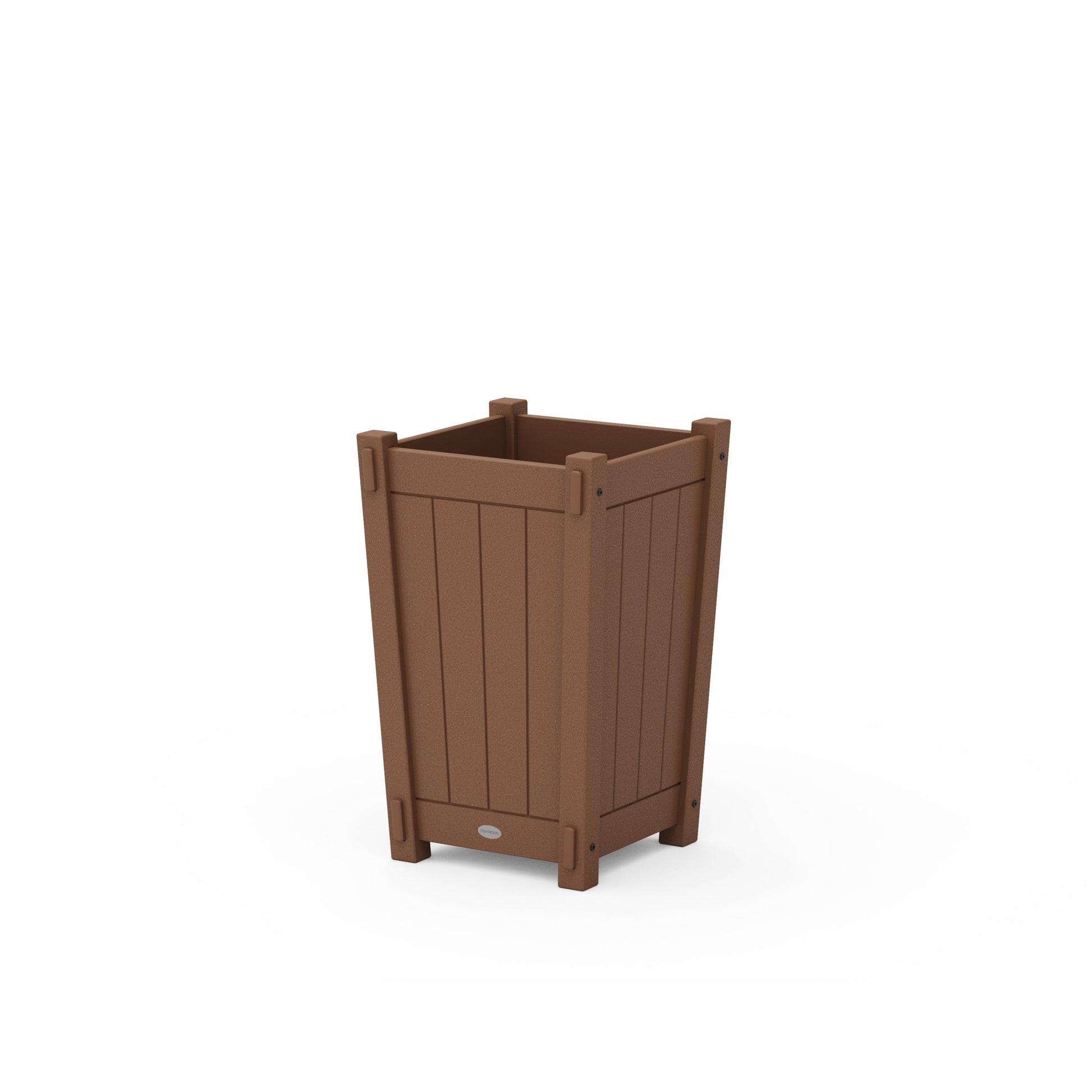 POLYWOOD Vineyard Tapered Square Short Planter Box — Teak