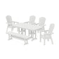 POLYWOOD Nautical Curveback Adirondack 6-Piece Dining Set with Bench — White