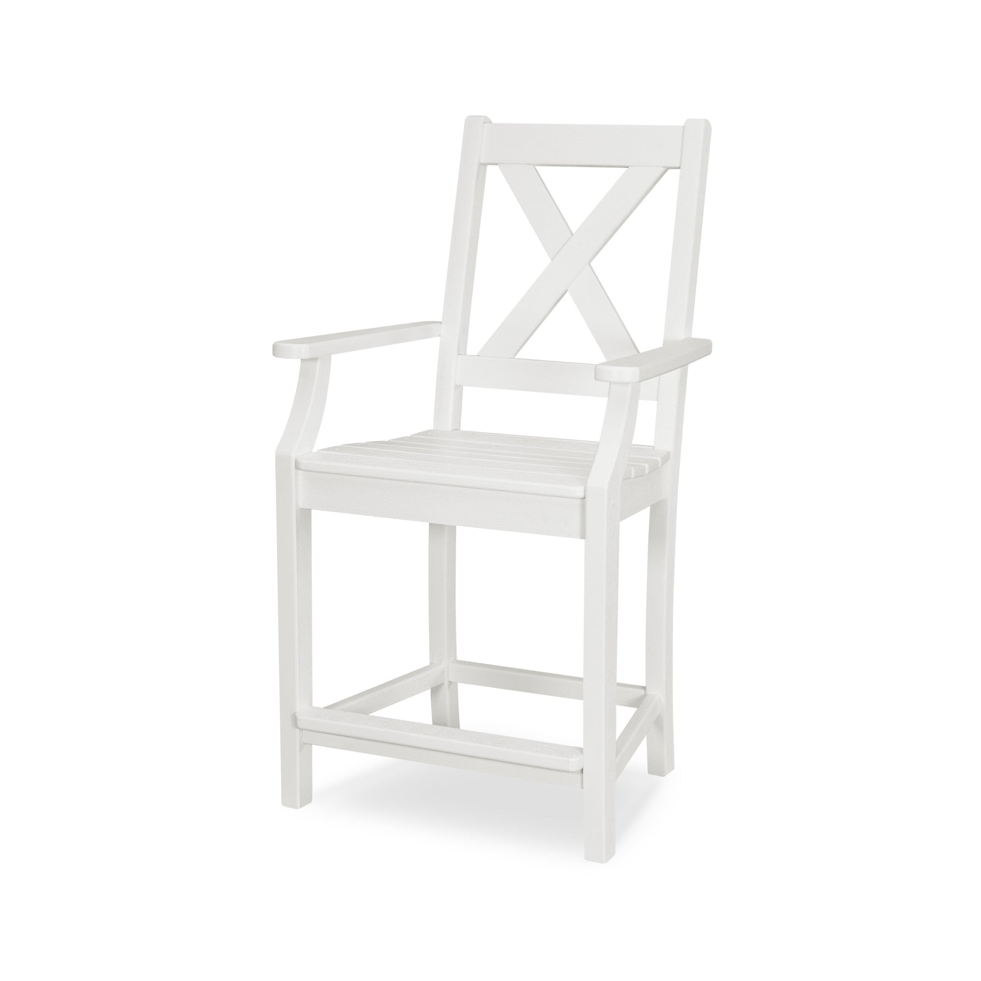 POLYWOOD Braxton Counter Arm Chair — Vintage White