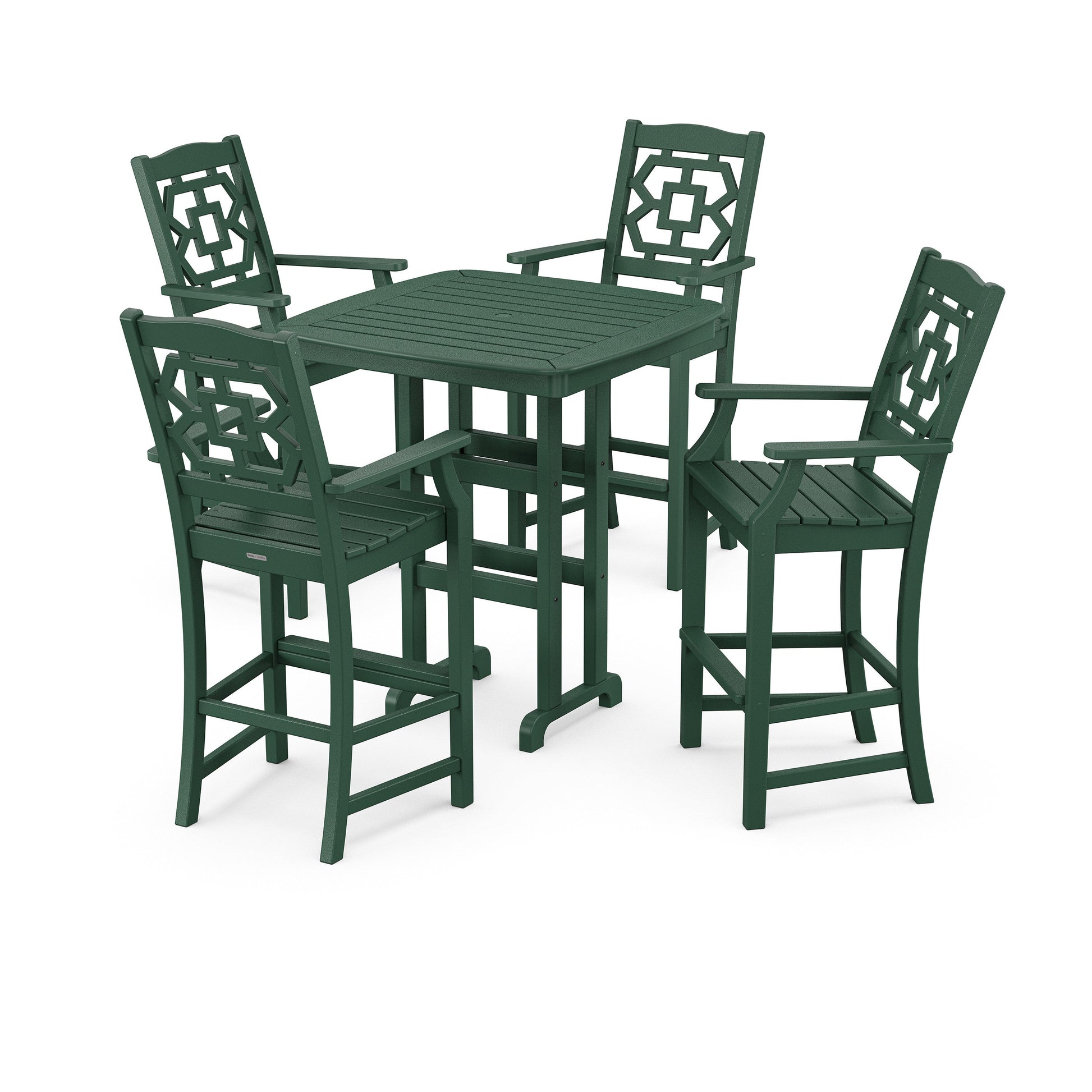 POLYWOOD Chinoiserie 5-Piece Bar Set — Green