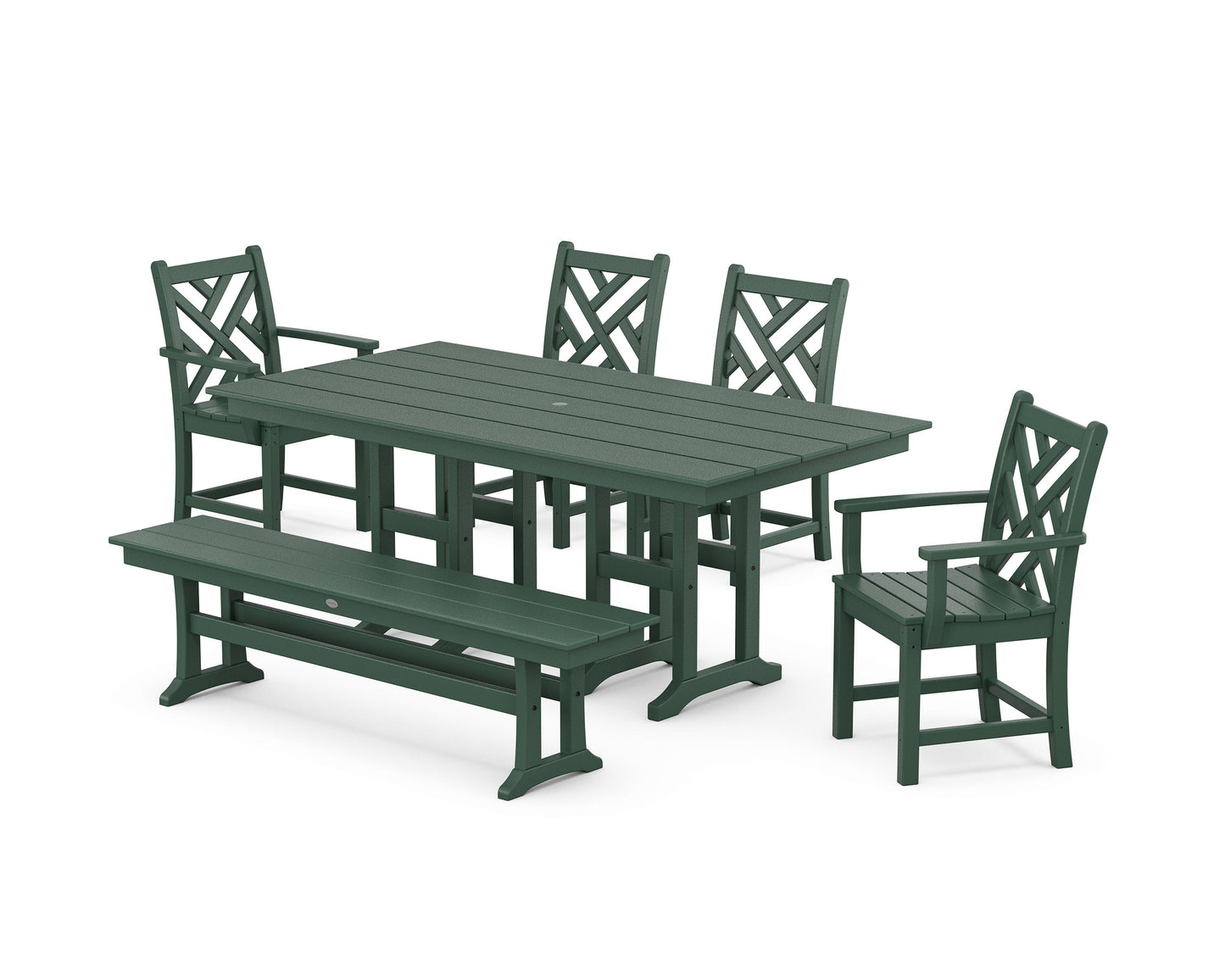 POLYWOOD Chippendale 6-Piece Farmhouse Dining Set — Green