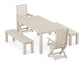 POLYWOOD Captain Folding Chair 5-Piece Parsons Dining Set with Benches — Sand