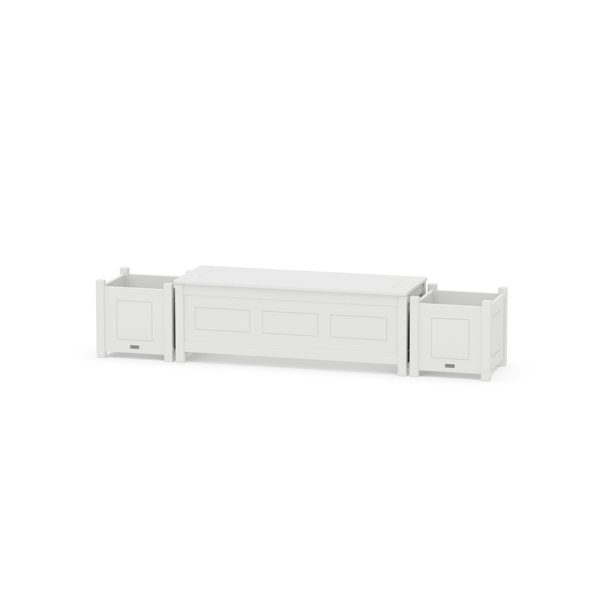 POLYWOOD 48" Country Living Straight Planter Storage Bench Set — White