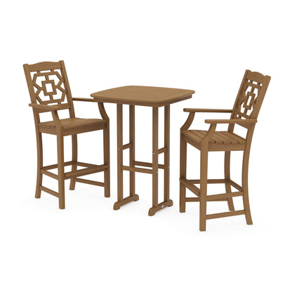POLYWOOD Chinoiserie 3-Piece Bar Set — Natural