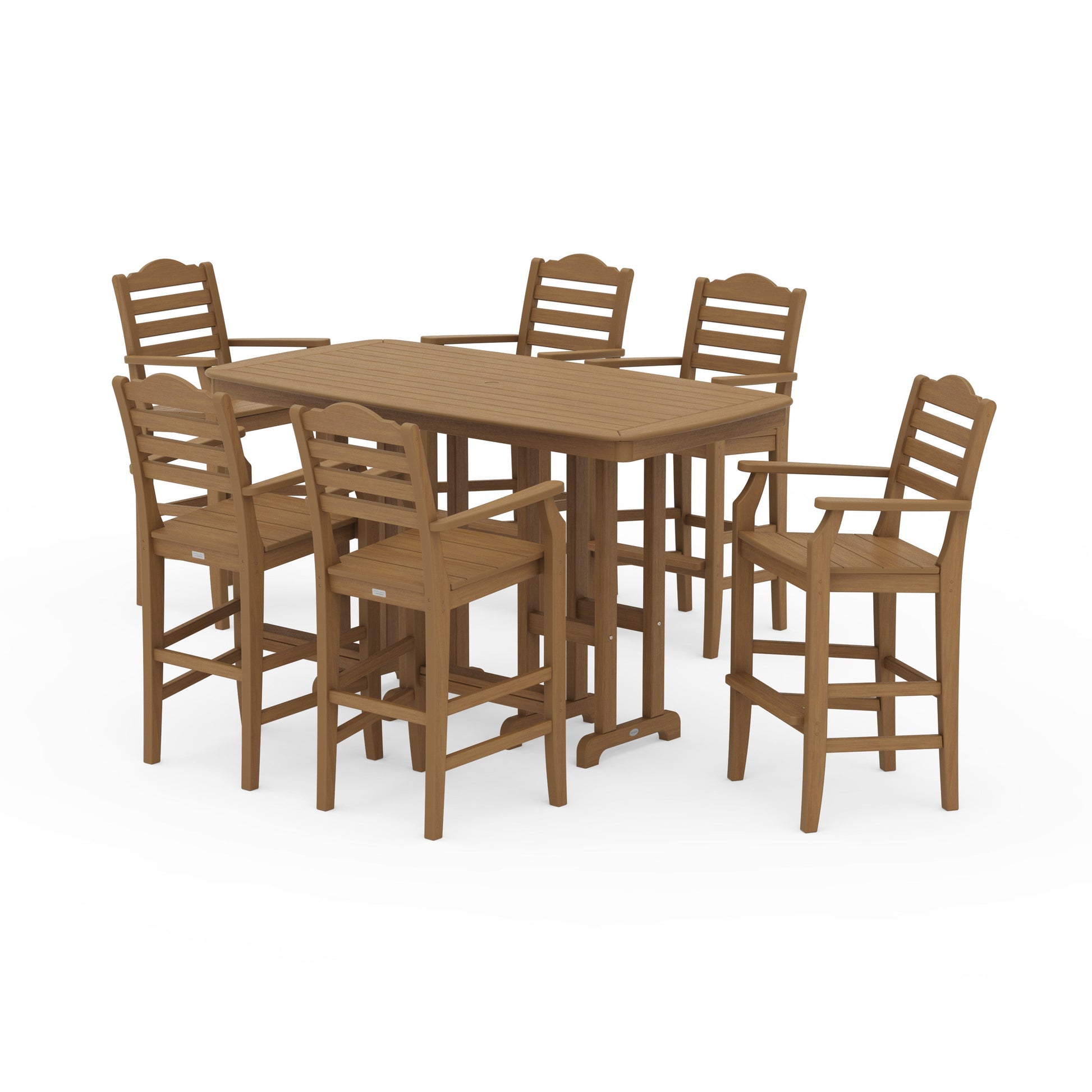 POLYWOOD Savannah Arm Chair 7-Piece Bar Set — Natural