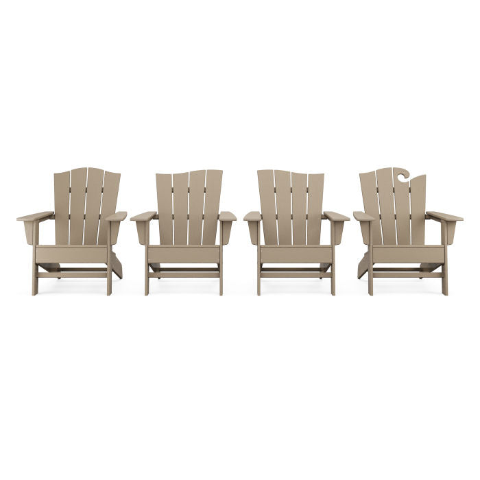 POLYWOOD Wave Collection 4-Piece Adirondack Chair Set in Vintage Finish FREE SHIPING