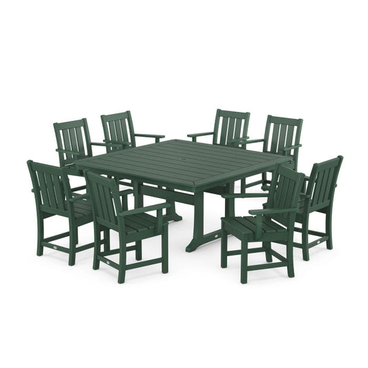 POLYWOOD - Oxford 9-Piece Square Dining Set with Trestle Legs - FREE SHIPPING