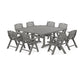 POLYWOOD Nautical Lowback 9-Piece Square Farmhouse Dining Set with Trestle Legs — Slate Grey
