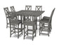 POLYWOOD Braxton 9-Piece Farmhouse Trestle Bar Set — Slate Grey