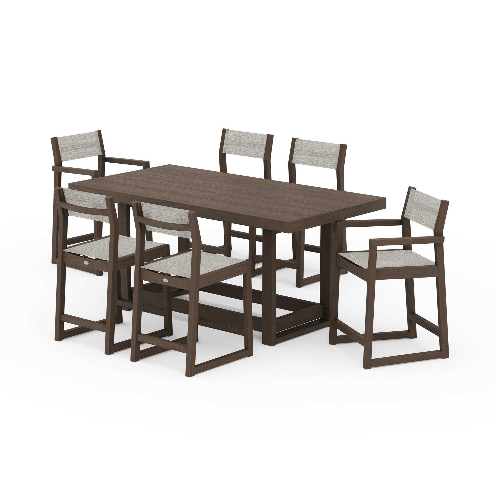 POLYWOOD EDGE Sling 7-Piece Counter Table Set — Kona / Birch Sling