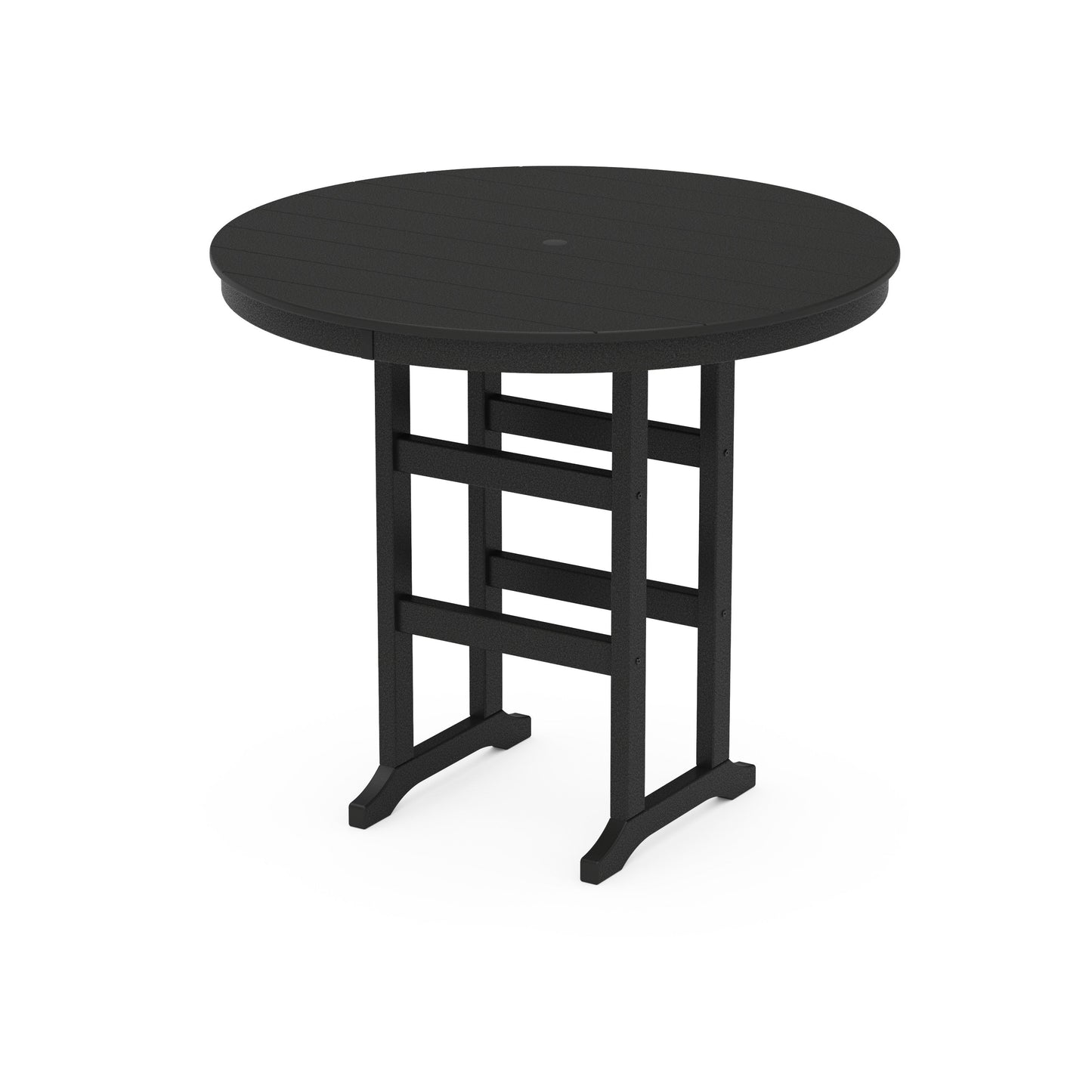 POLYWOOD 48" Round Farmhouse Bar Table — Black