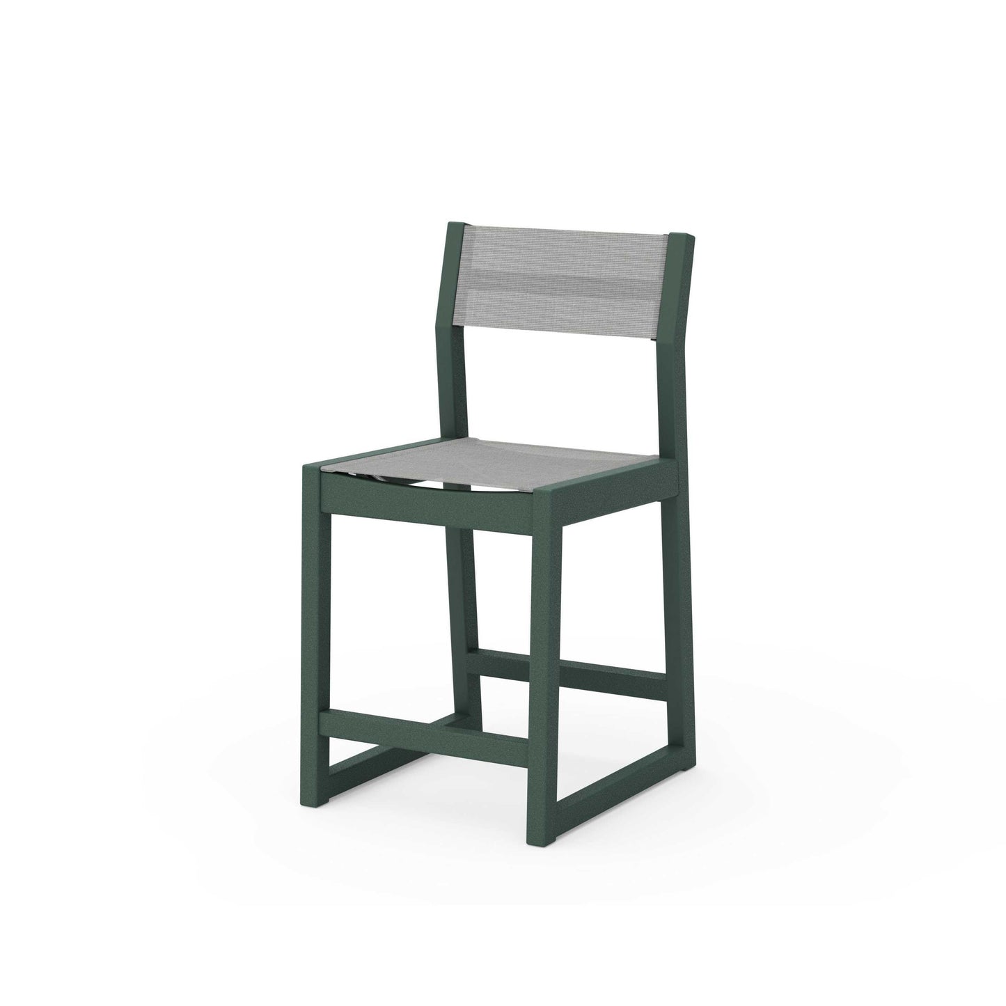 POLYWOOD EDGE Sling Counter Side Chair — Green / Metallic Sling