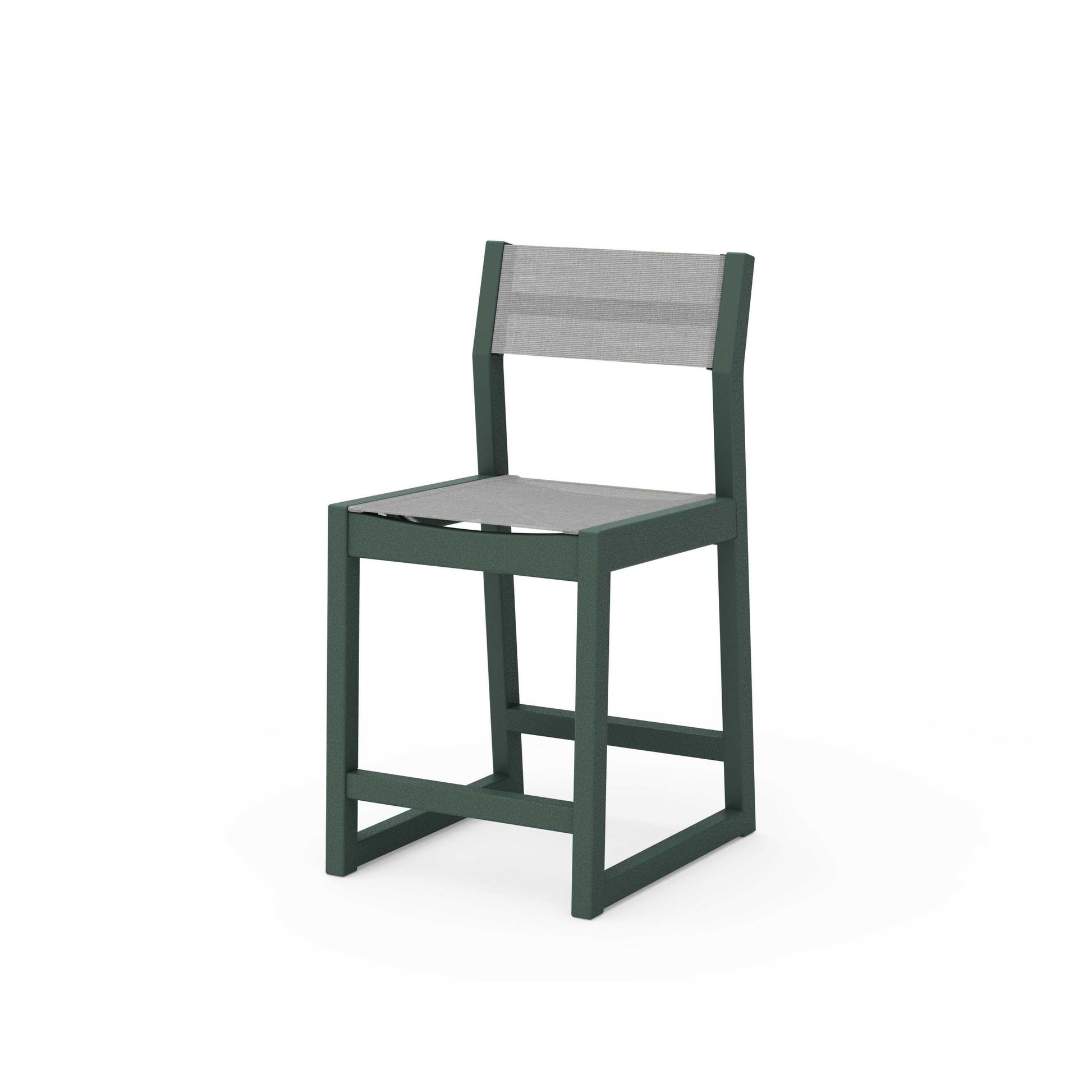 POLYWOOD EDGE Sling Counter Side Chair — Green / Metallic Sling
