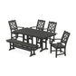 POLYWOOD Chinoiserie 6-Piece Farmhouse Dining Set with Bench — Black