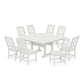 POLYWOOD Chinoiserie 9-Piece Square Farmhouse Side Chair Dining Set with Trestle Legs — Vintage White