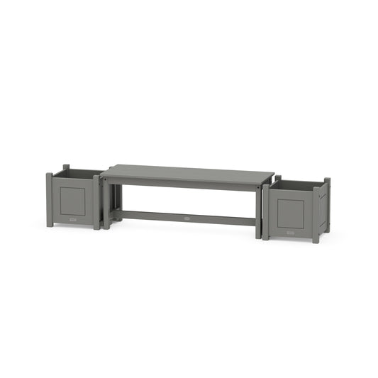 POLYWOOD 48" Country Living Straight Planter Bench Set — Slate Grey