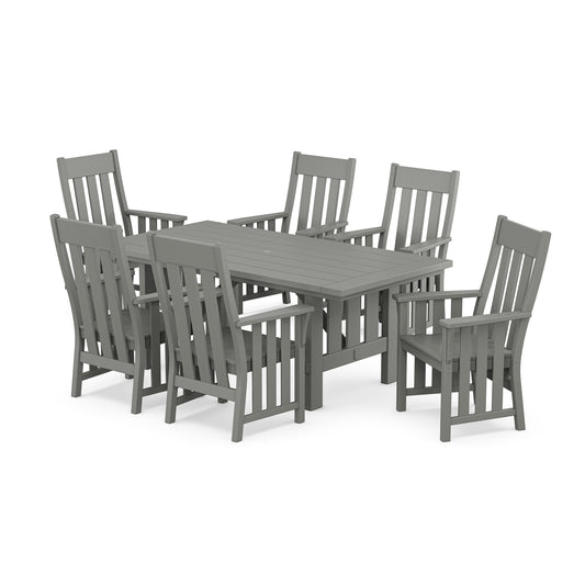 POLYWOOD Acadia Arm Chair 7-Piece Dining Set — Slate Grey