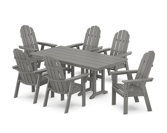 POLYWOOD Vineyard Curveback Adirondack Chair 7-Piece Farmhouse Dining Set — Slate Grey