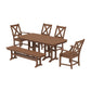 POLYWOOD Braxton 6-Piece Dining Set with Bench — Teak