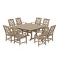 POLYWOOD Chinoiserie 9-Piece Square Farmhouse Dining Set with Trestle Legs — Vintage Sahara